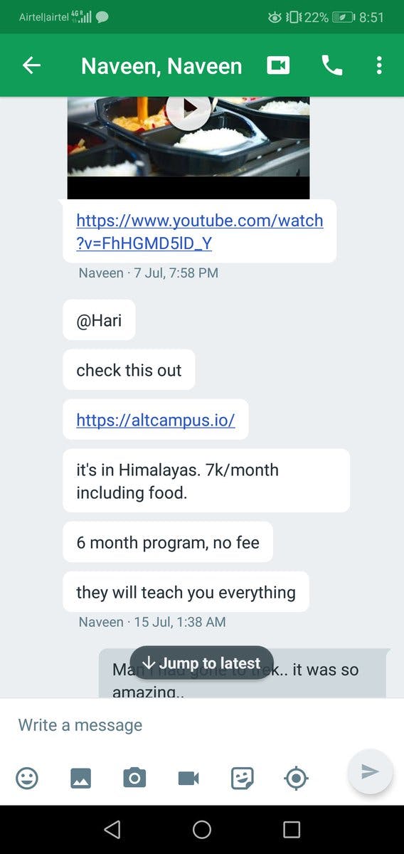 A drop-out who was struggling and clueless about the future to a Software Developer. This wonderful community @altcampus changed the whole course of my life. The friendship and memories I created here I will cherish it forever. 
#altcampus  #bootcamp #javascript  #freeCodeCamp https://t.co/ChGuyUaxyZ